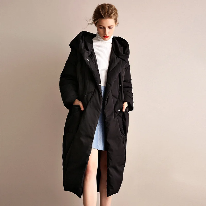 

Down Jacket Women Winter Fashion Thickened 90% White Duck Down Long Hooded Coat Clothes