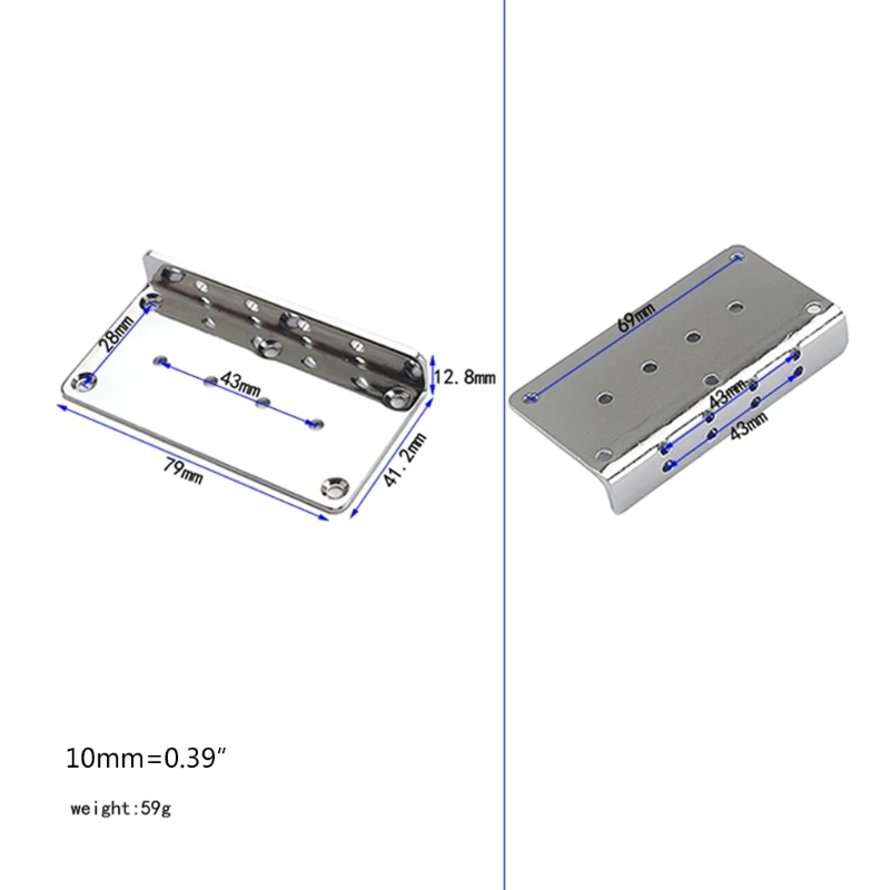 

Hard Tail Fixed Bass Guitar Bridge Compatible with 4 string Jazz Bass or Precision Bass Style Bass Guitar Top Loaded