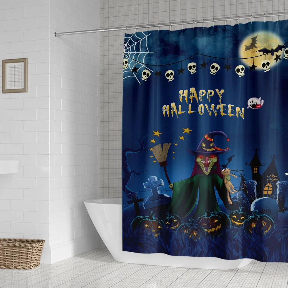 Хэллоуин занавеска для душа Праздничная сцена украшение фоновая стена ванной