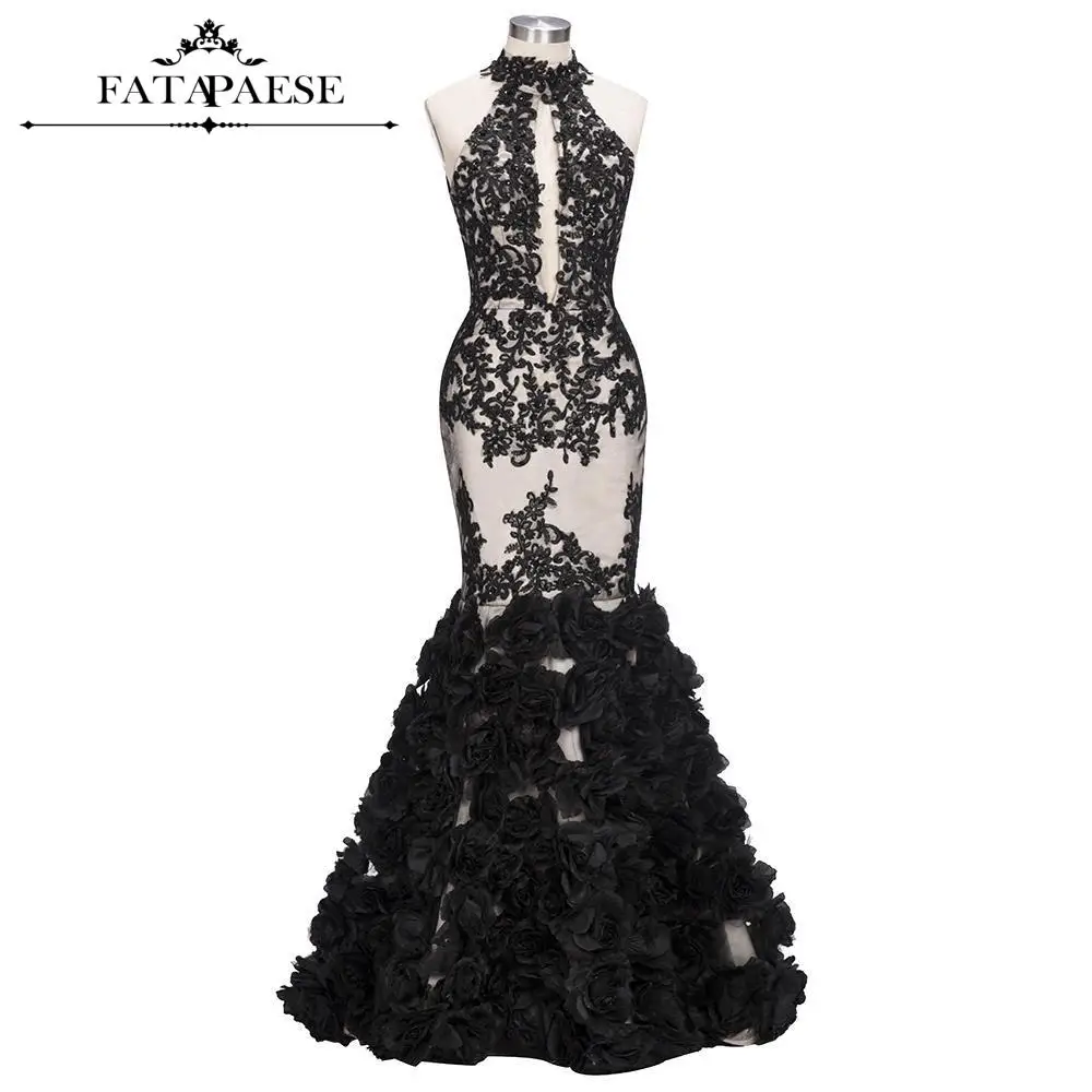 

Реальные фотографии, черные кружевные платья для выпускного вечера 2020, платье с длинным рукавом и юбкой-годе, с розовой каймой, элегантное ж...