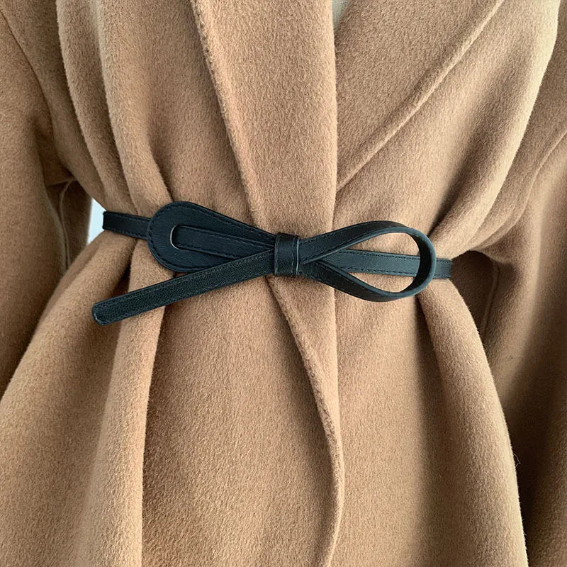 

Fashion Knot Belts For Women Luxury Designer Brand Leather Soft Knotted Women's Belt Long Dress Accessories Lady Waistbands