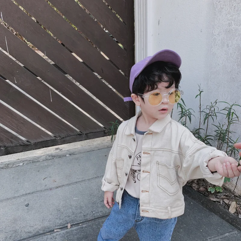 Куртка джинсовая короткая для мальчиков и девочек модная Свободная Повседневная