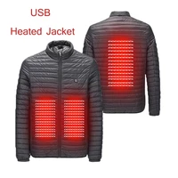 usb mens outdoor warm heated jackets long sleeves safe electric stand up collar no hooded jackets winter women thermal coat