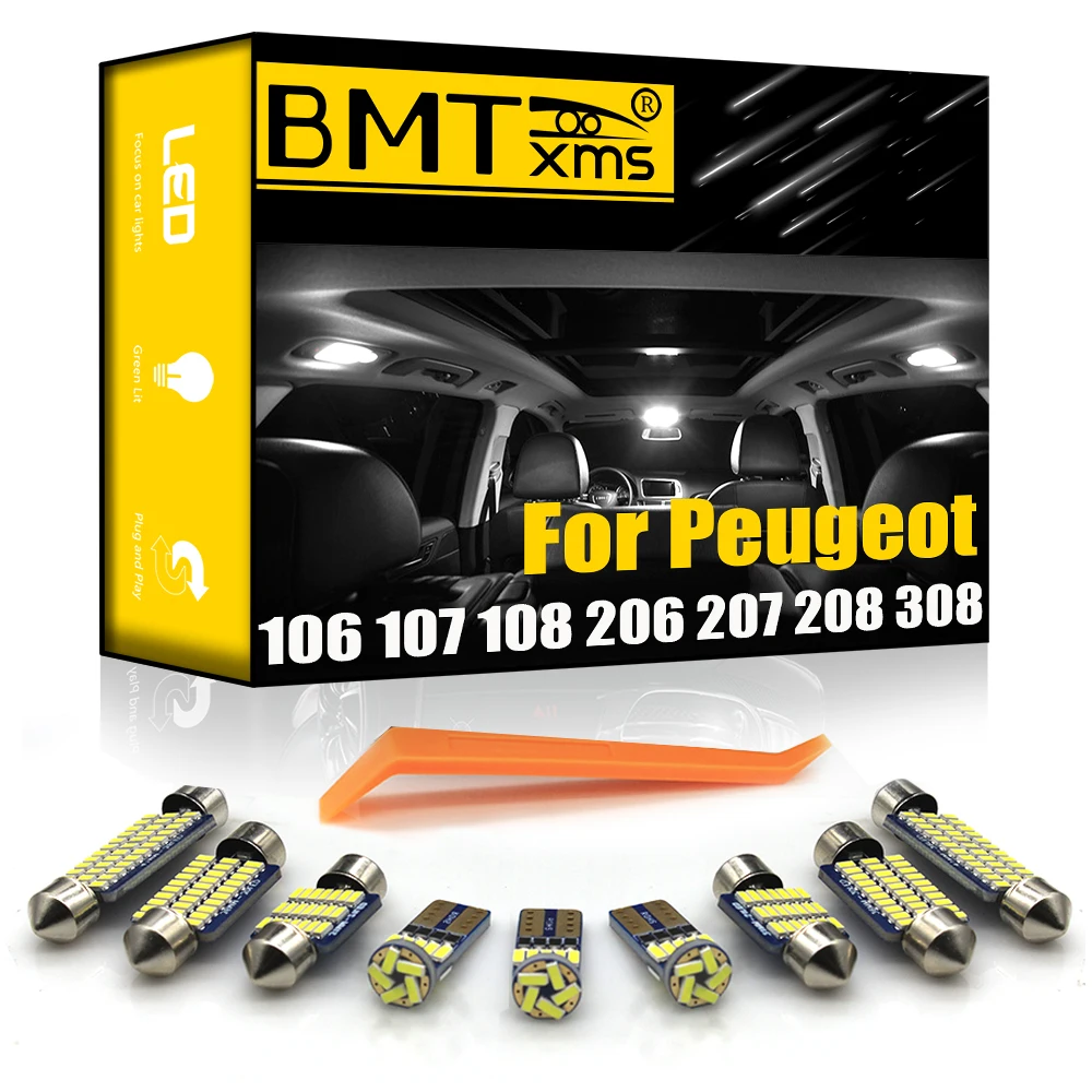 

BMTxms For Peugeot 106 107 108 1007 206 207 208 301 306 307 308 406 407 408 Parts Accessories Canbus Vehicle LED Interior Light