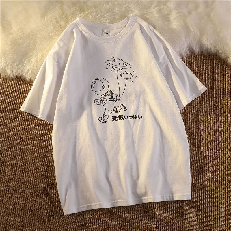 

Harajuku Style Astronaut Short-sleeved T-shirt Female Summer 2021 New Loose Half-sleeved Top Oversized T Shirt for Women
