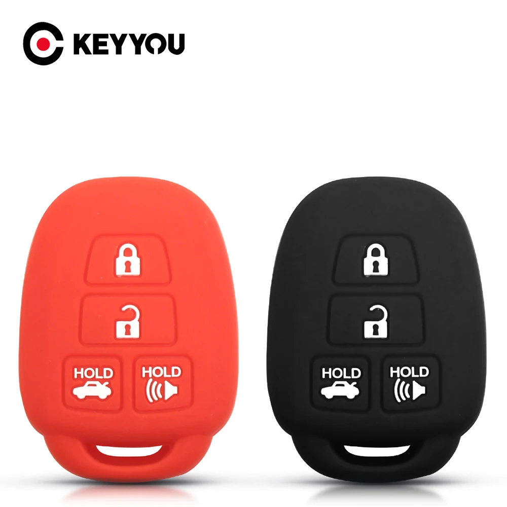 KEYYOU силиконовый чехол для ключей от машины Toyota Camry Corolla RAV4 Vios Prius C Highlander 2012-2016 2017 2018