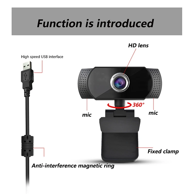 

R70B Computer Camera, 720P HD Home Office with Microphone Live Teaching USB Webcam
