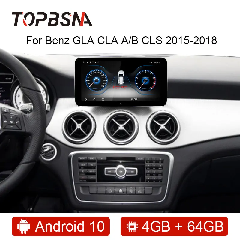 Автомобильный мультимедийный плеер TOPBSNA на Android 10 4 Гб ОЗУ 64 ПЗУ с GPS для Mercedes Benz GLA