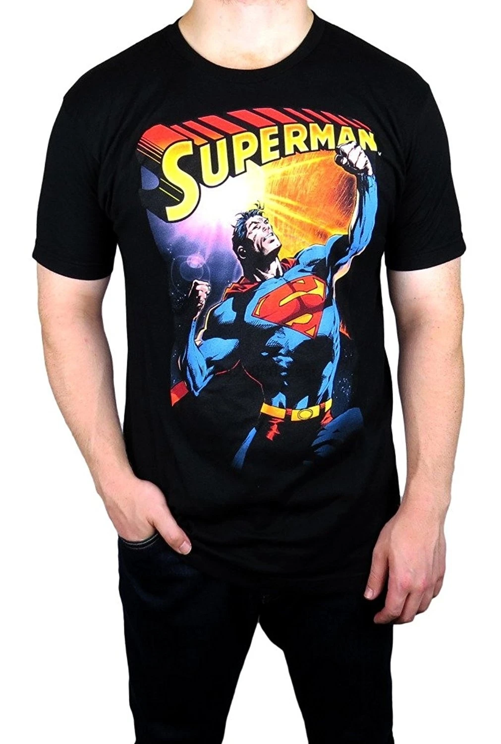 Модная футболка забавная мужская повседневная с Суперменом Черная Мужская