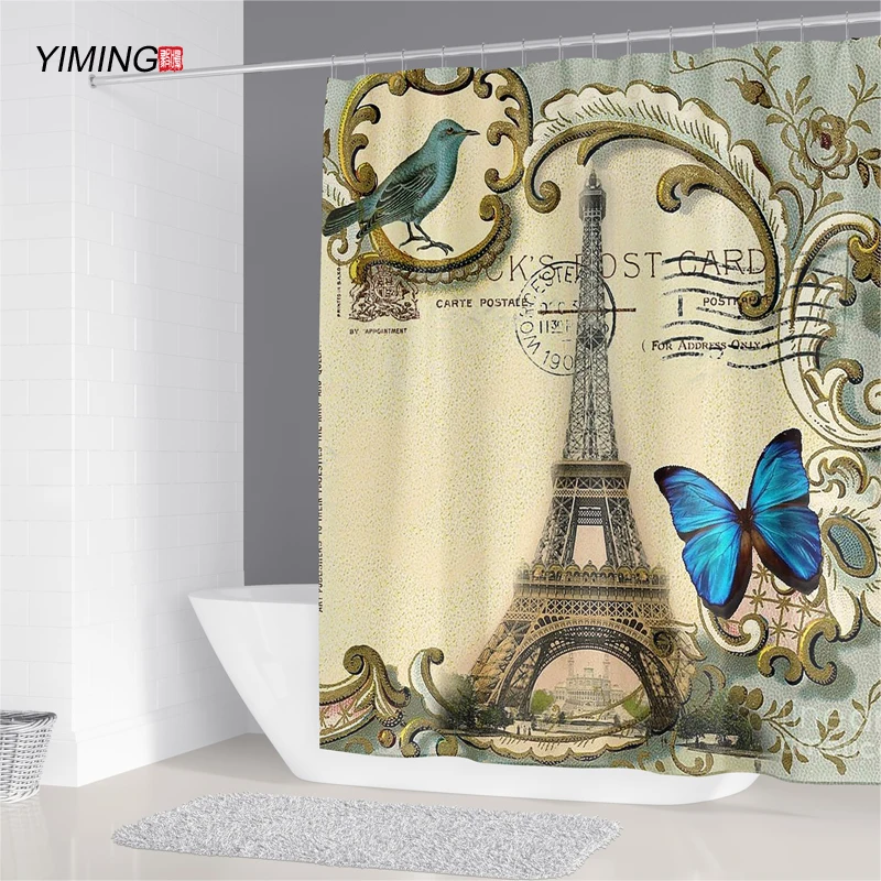 Eiffel Tower landscape 3D printing bathroom shower curtain polyester waterproof decorative with hook | Дом и сад
