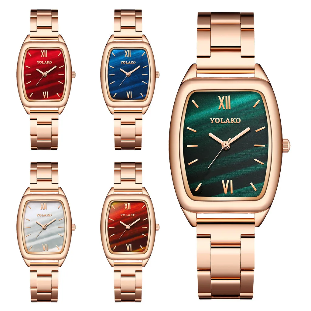 

Women's Vintage Watch Tie-dye Gradient Rectangle Dial Stainless Steel Band Bracelet Clasp No waterproof Wristwatch A40