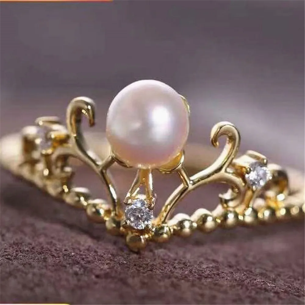 Красивое Брендовое ювелирное изделие кольца для пустотелыми листьями и жемчугом