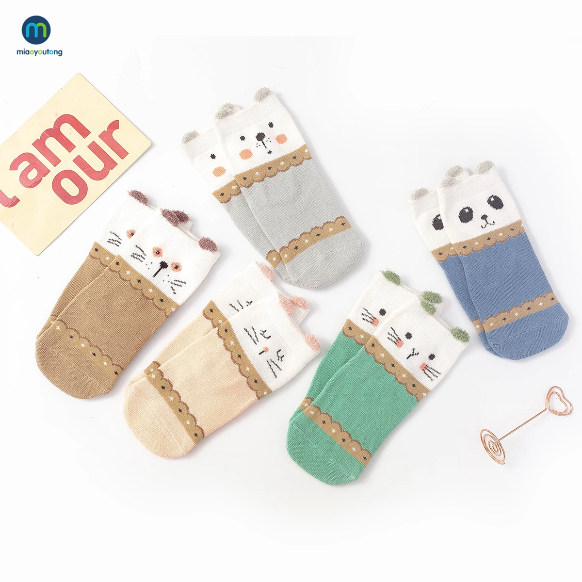 5 Pairs/Lot Cartoon Cat Animal Soft Cotton Knit Baby Socks Kids Boy Newborn Baby Girl Boys Socks Clothes Accessories Miaoyoutong