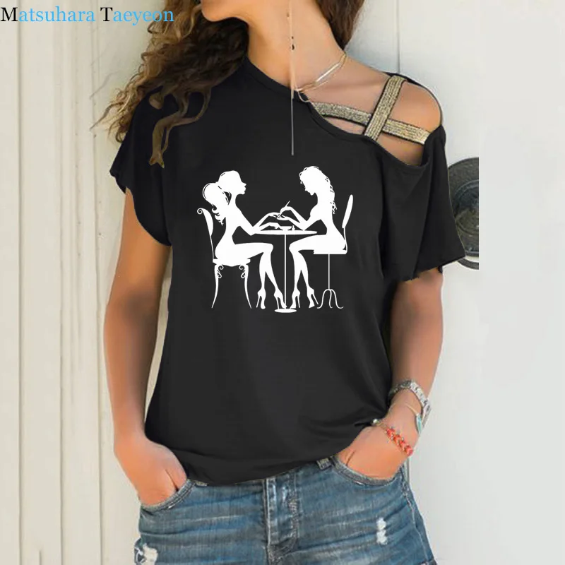 Футболка женская хлопковая с коротким рукавом и асимметричным поясом | Женская