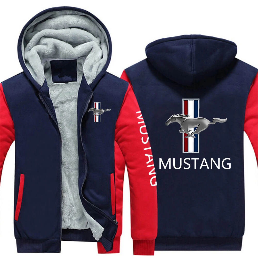 

2021 NEW Mustang Men Custom Comfortable Coat Leisure Zipper Hoodie Winter Plus Velvet Thicken Jacket
