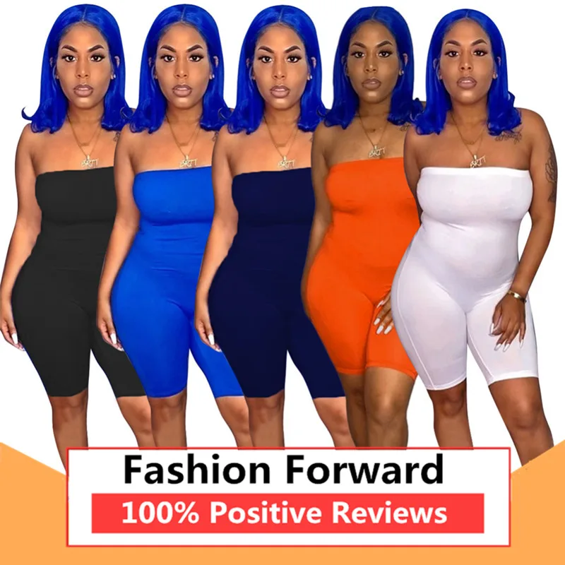 

Женский модный Повседневный однотонный комбинезон без бретелек