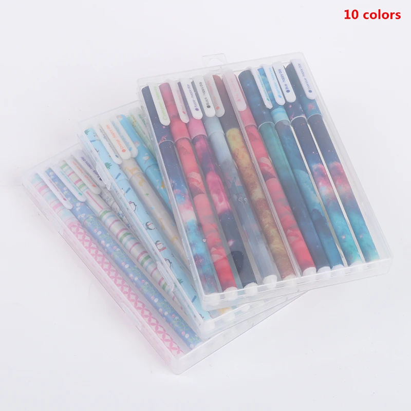 

10pc/box 0.38mm Erasable Gel Pens Colored Gel-ink Office School Writing Supplies
