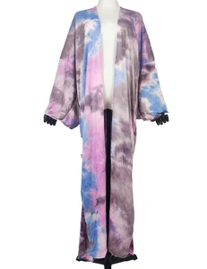 New Colorful African 2022 Summer Women's Swimwear Elasticity Kimonos Oversize Muslim Long Abaya Duster Coat For Holiday