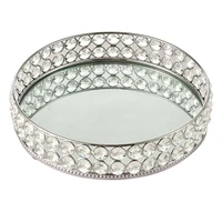 25cm round crystal cosmetic makeup tray mirrored jewelry trinket organizer fruit bowl food service plate home decor