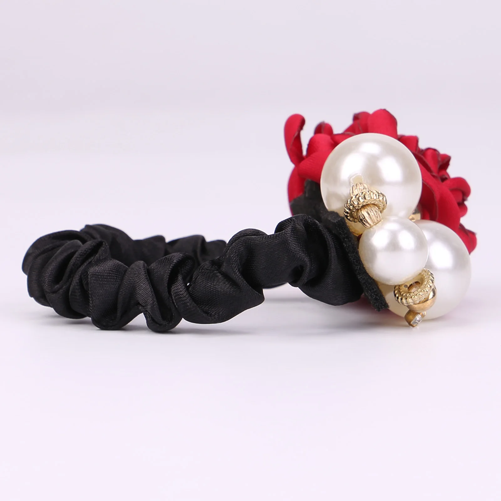 Женские резинки для волос с цветами роз и жемчугом Стразы 1 шт. в Корейском стиле |