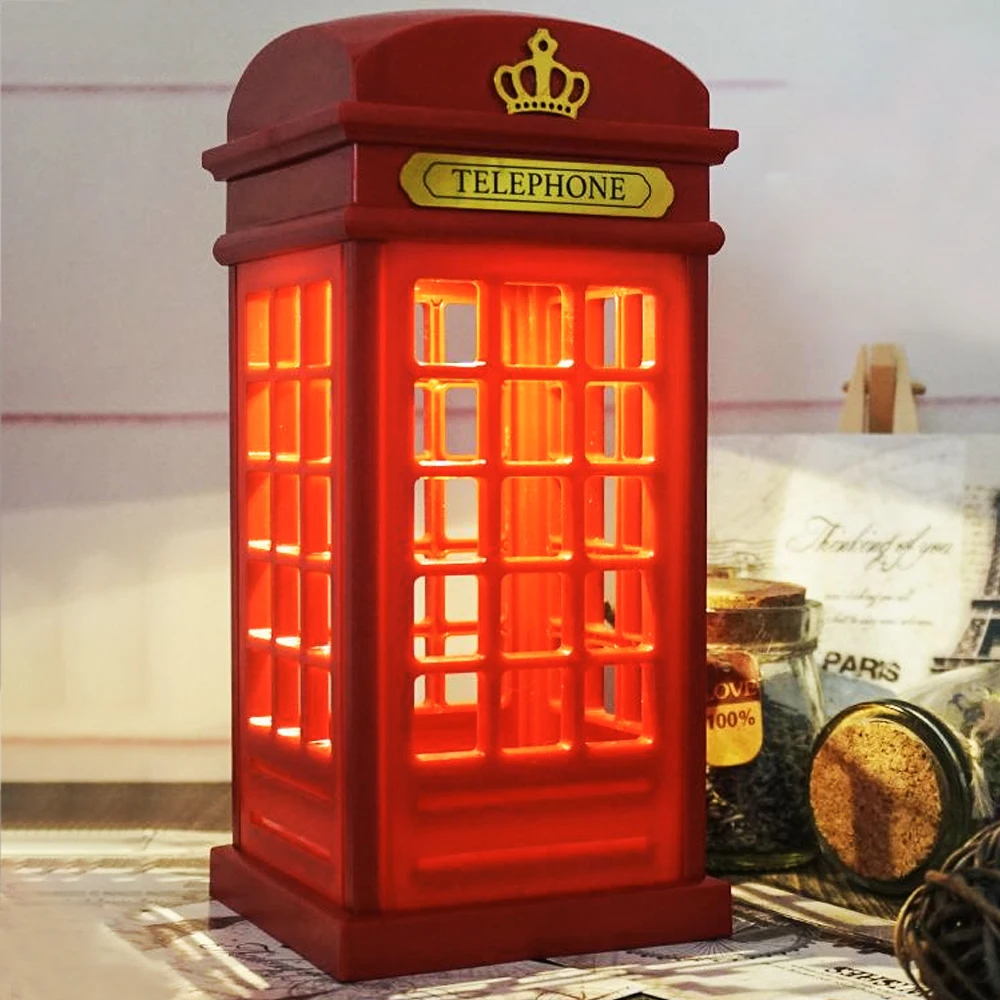 Портативная телефонная будка в стиле ретро Лондонский USB-ночник перезаряжаемый