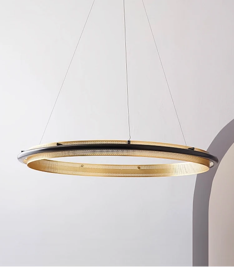 

Modern light luxury round circle living room chandelier Nordic minimalist art restaurant bedroom hotel model room lamps