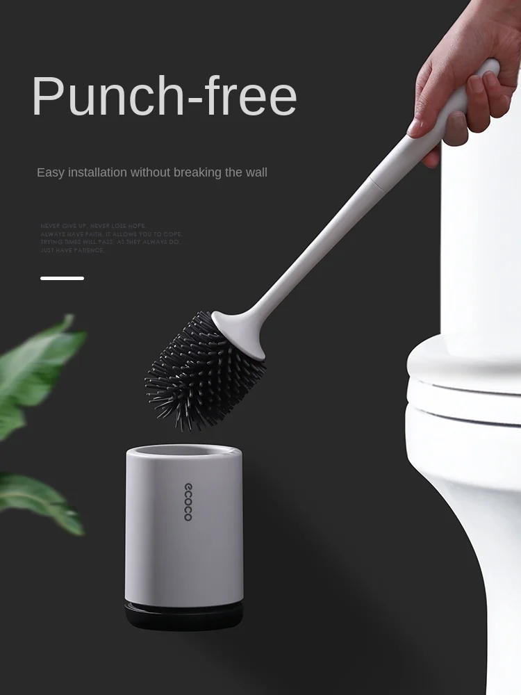 

TT Toilet Brush No Dead Angle Household Toilet Washing Silicone Brush Storage Rack Wall-Mounted Toilet Set