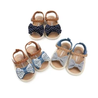 infant baby shoes girl flats sandals soft sole anti slip summer bowknot dot stripe lace crib shoes newborn first walker hot sale
