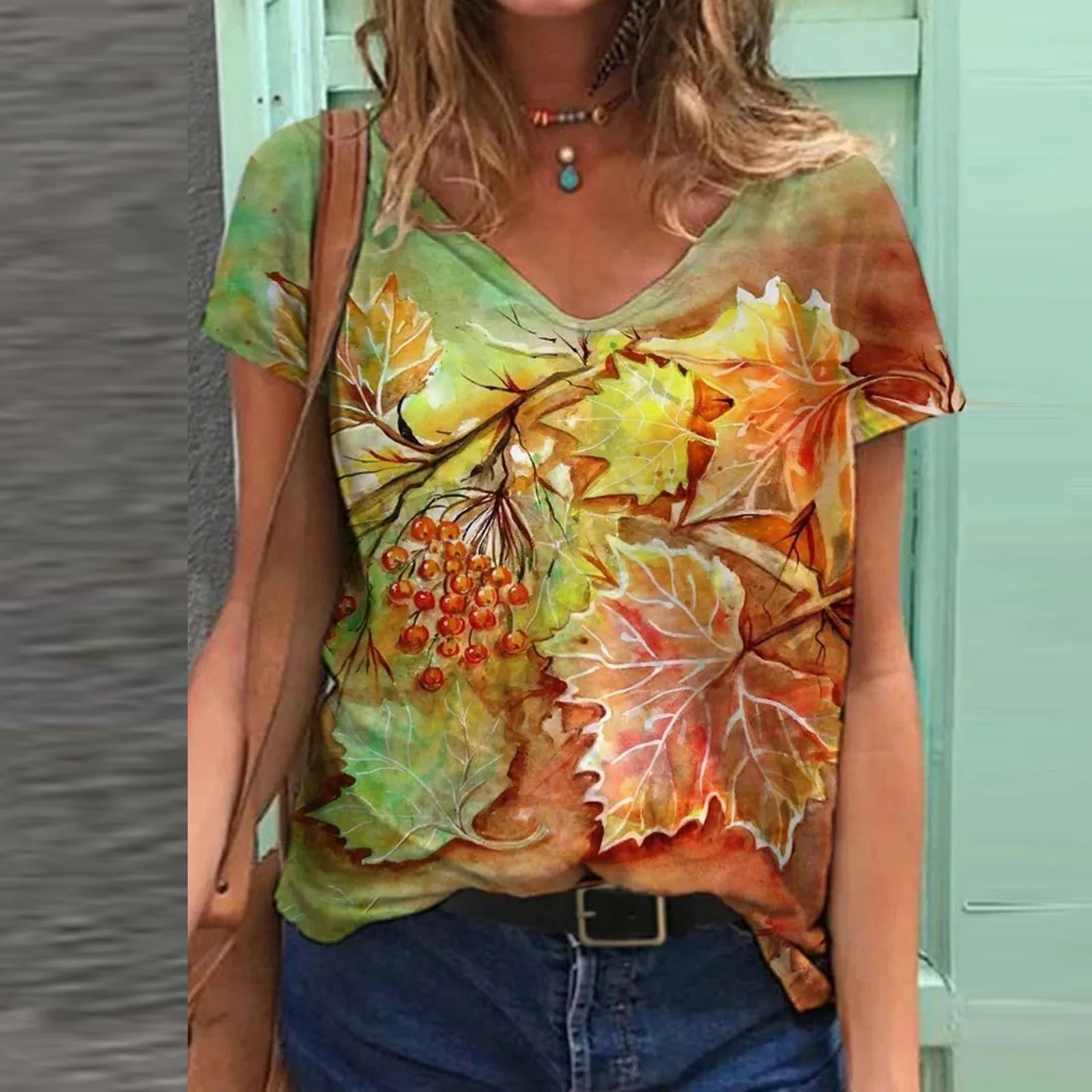 

Women's Printed Blouse Retro O Neck Short Sleeve Casual Loose Harajuku Tee Shirts Summer Lady Tops Plus Size Camiseta Feminina