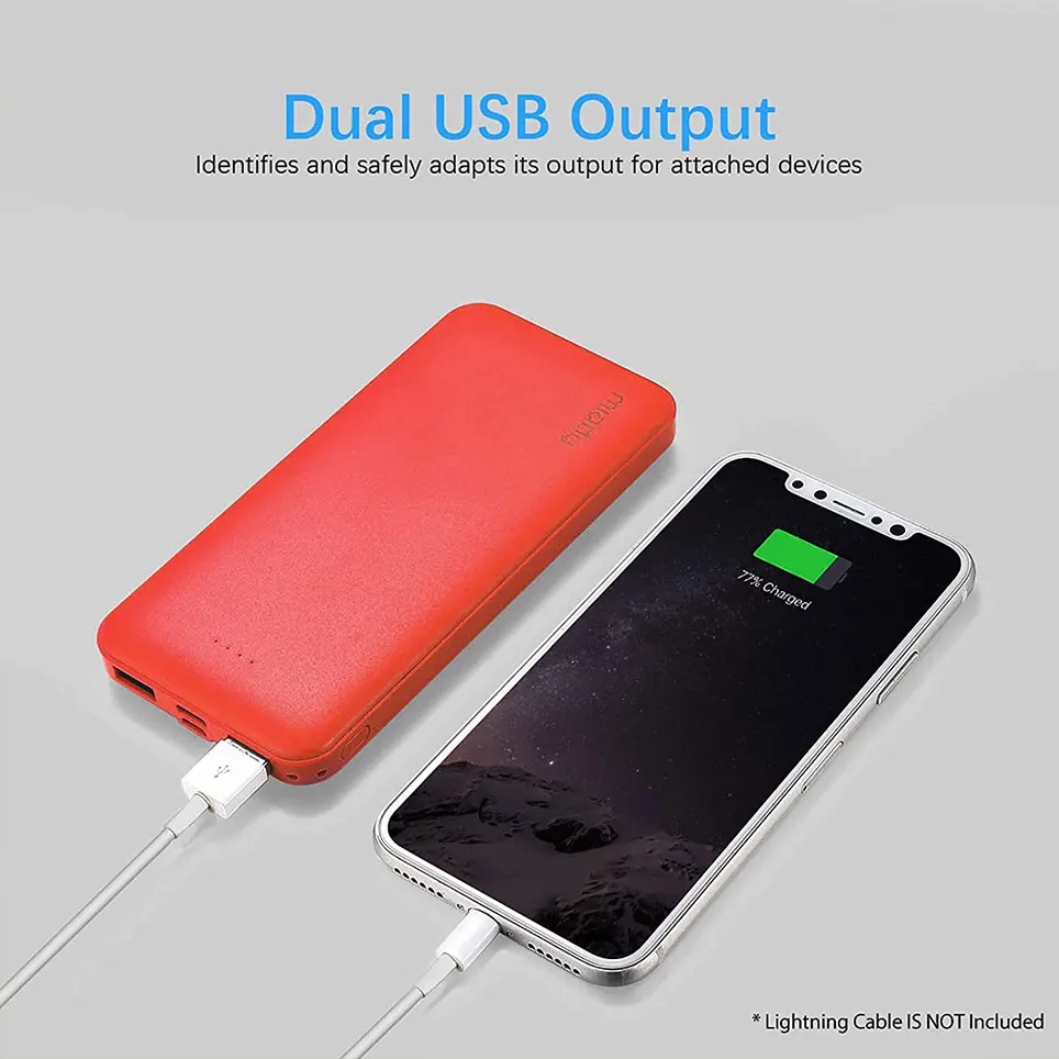 2021 10000mAh dual USB portable charger fast charging power bank with C input backup suitable for iPhone X etc... | Электроника