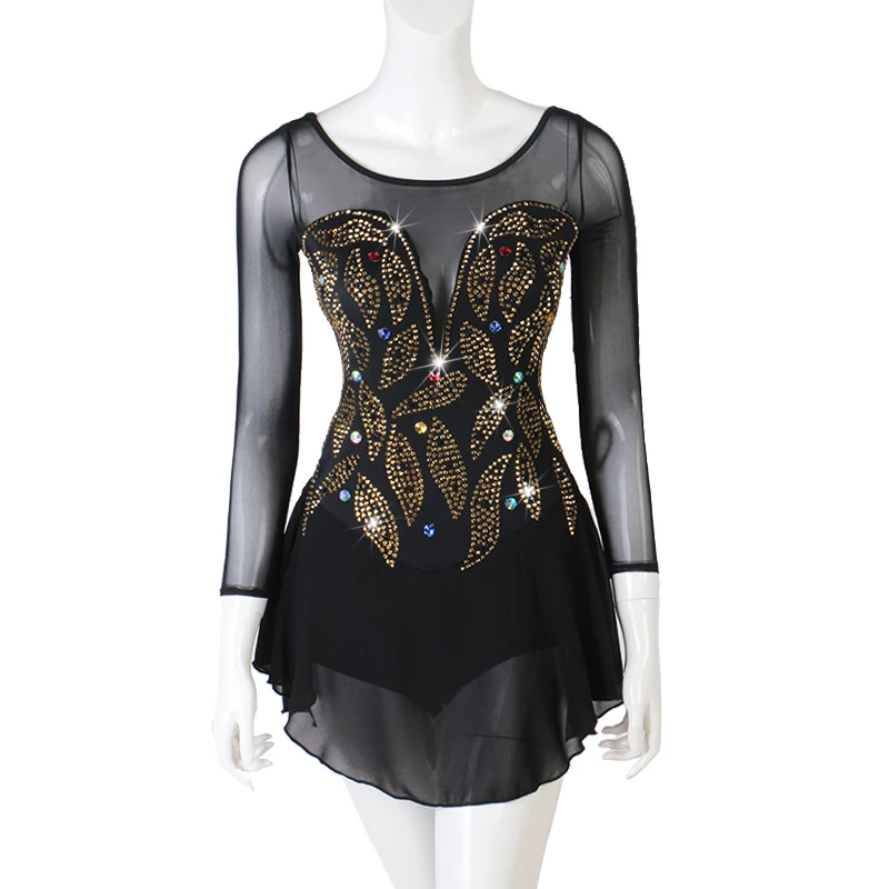 Платье для фигурного катания женщин и девочек платье на коньках с длинными