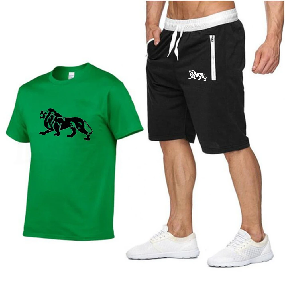 

Summer men's T-shirt suit 2-piece casual sportswear short-sleeved fitness basketball suit + shorts short-sleevedcottoncollarsuit