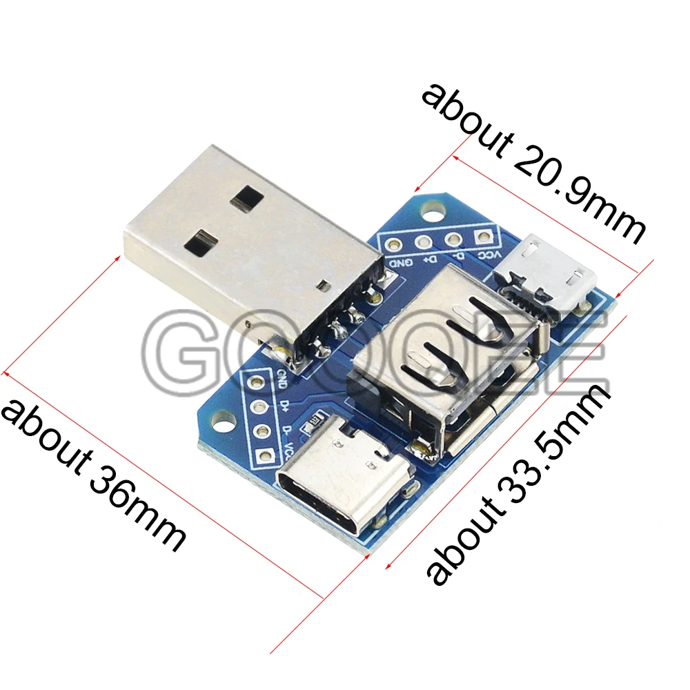 1 шт. DC 5 в 4 USB к Micro Type-C 4P 2 54 мм разъем адаптера пластина Папа-мама | Обустройство