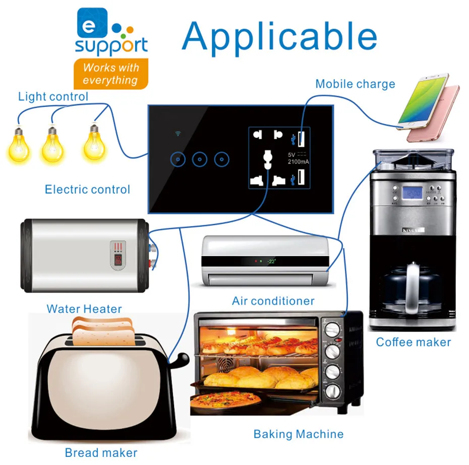 Умная Беспроводная розетка с 5 отверстиями и USB портами|Умные розетки| |