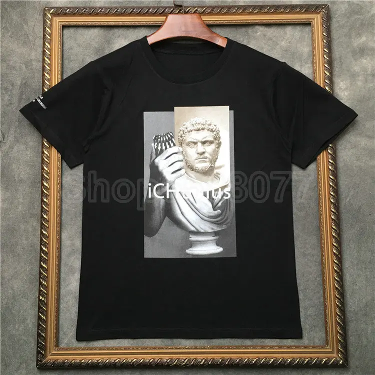 

Designer Luxury Fashion brand Mens T Shirt geometry lightning statue print T-shirt Cotton Tshirt Tee Top Camiseta Masculina