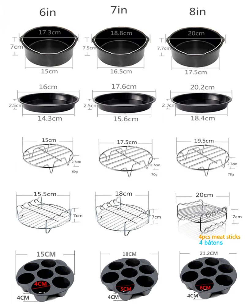 

Air Fryer Oven Accessories 6 7 8 Inch Fit Parchment Paper Liners Silicone Pot Basket for Philips COSORI AirFryer Accesoires