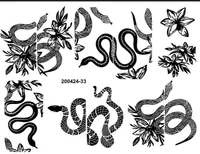 3d new acrylic engraved nail sticker black snak flower pattern water decals empaistic nail water slide decals z0311