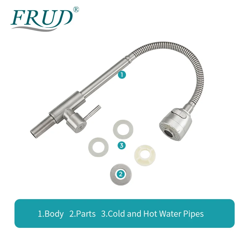 

FRUD kitchen faucet stainless steel electroplating faucet water saving bubbler tap water switch faucets