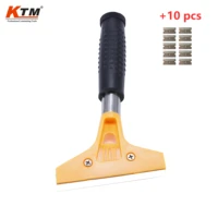 ktm tiles floor scraper tool with 10 pcs blades cleaning hand tools for scraping labelsdecalsstickerscaulk metal blade home