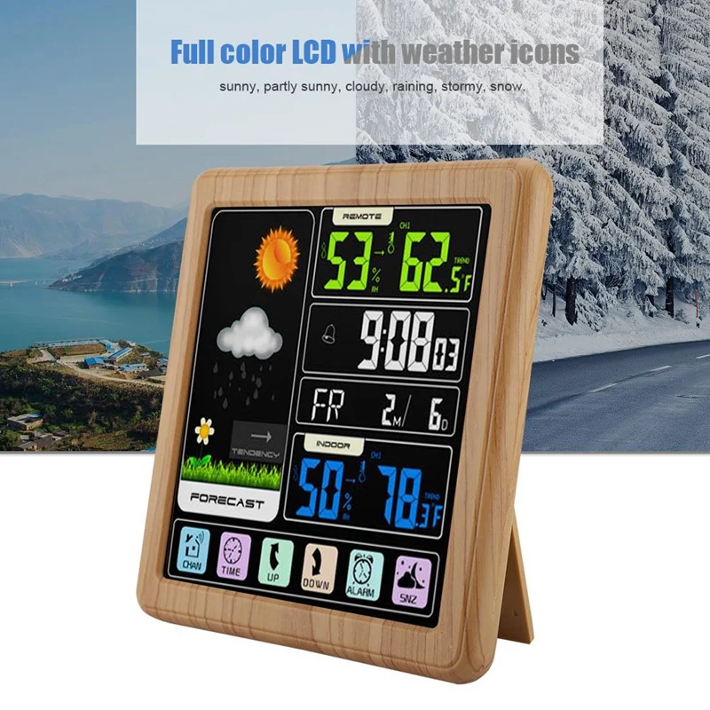 Беспроводная погодная станция цветопередачи цифровой Комнатный наружный