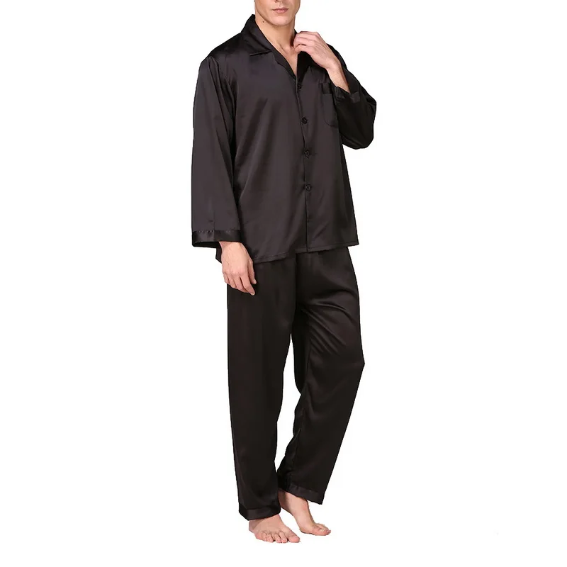 

DIHOPE New Men's Stain Silk Pajama Set Men Silk Sleepwear Men Sexy Modern Style Soft Cozy Satin Nightgown Men Sets