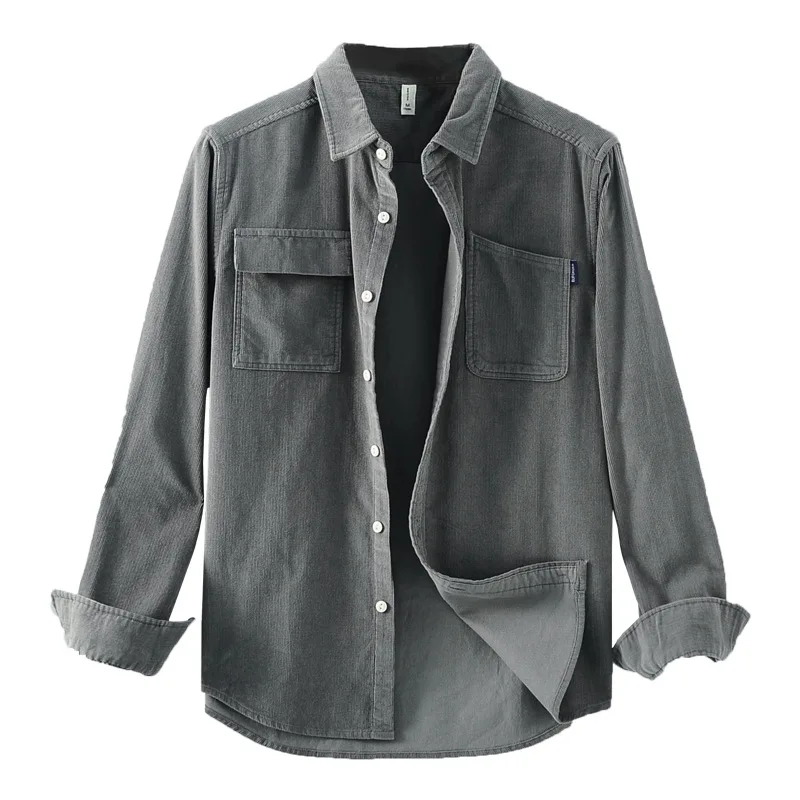 

Corduroy Shirt Long-sleeved Men's Shirts 2021 Spring New Lapel Men's Shirts Trendy Tops Camisas Para Hombre