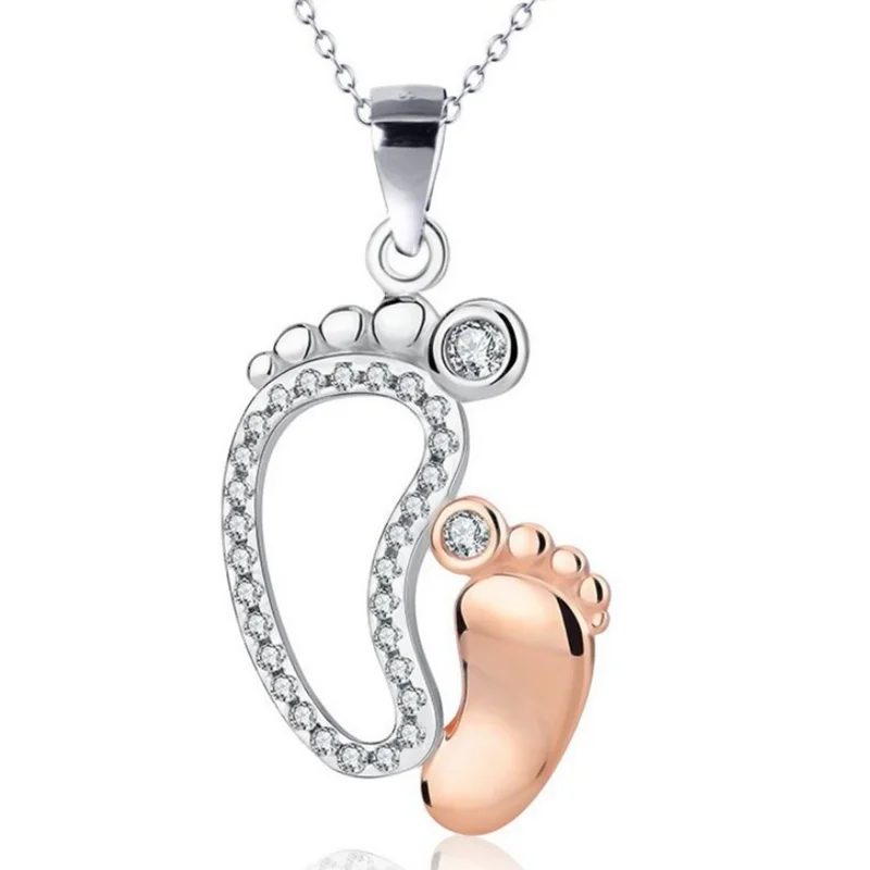 

Fashion Cute Foot Pendant Necklace Mother Baby Mother's Day Gift Jewelry Jewelry Mother and Child Jewelry