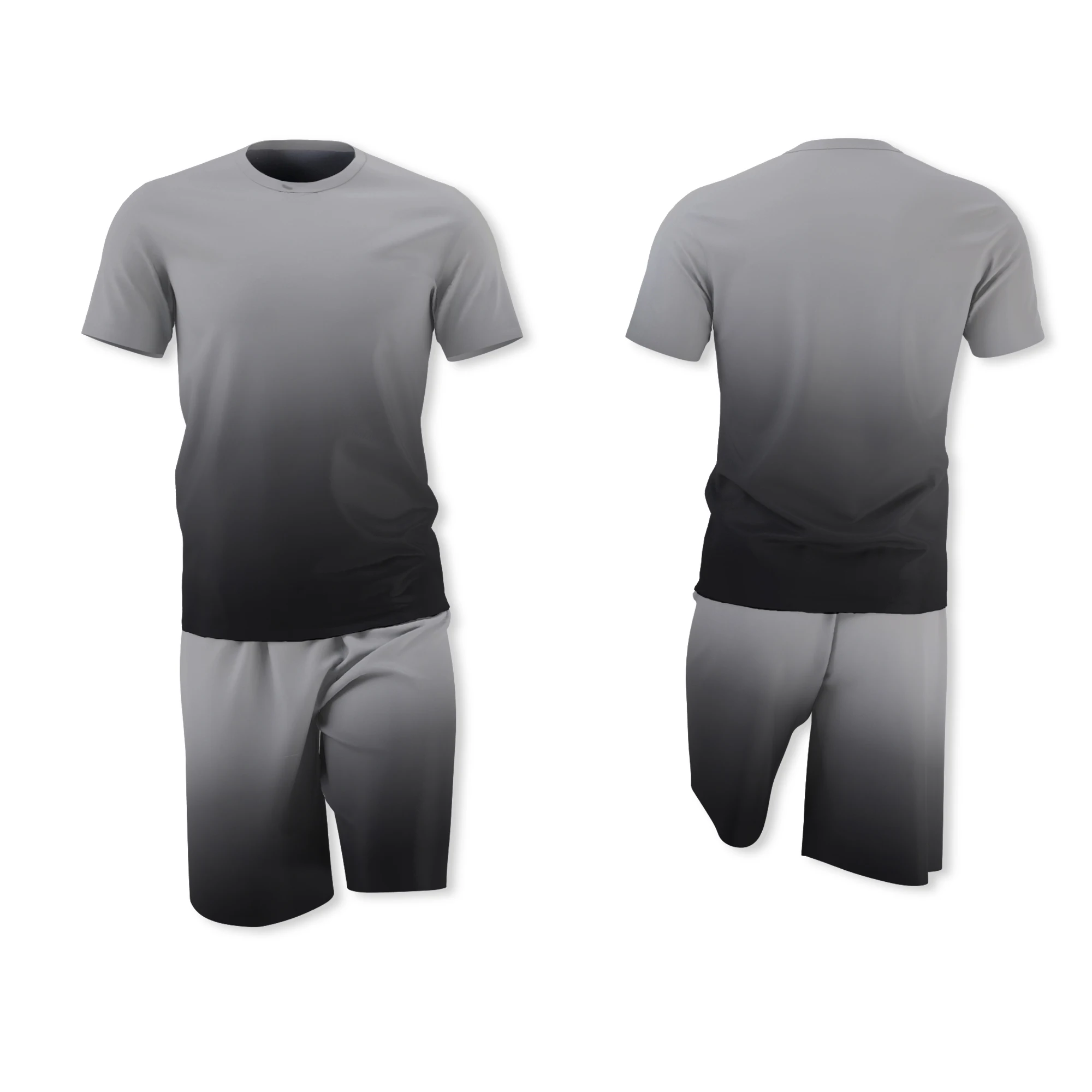 

Men's casual sportswear 3D digital printing short-sleeved shorts gradient gray men's basketball football training suit