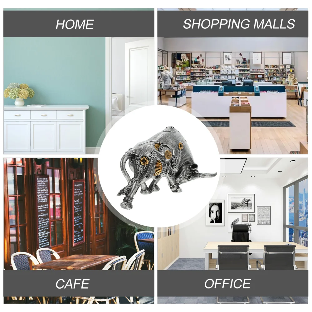 

Tabletop Resin Statue Figure Decoration Mechanical Style Ox Ornament Adornment