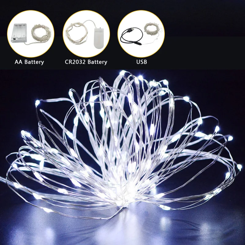 Рождественская светодиодная гирлянда 10 м Сказочная 5 В питание от USB уличная с