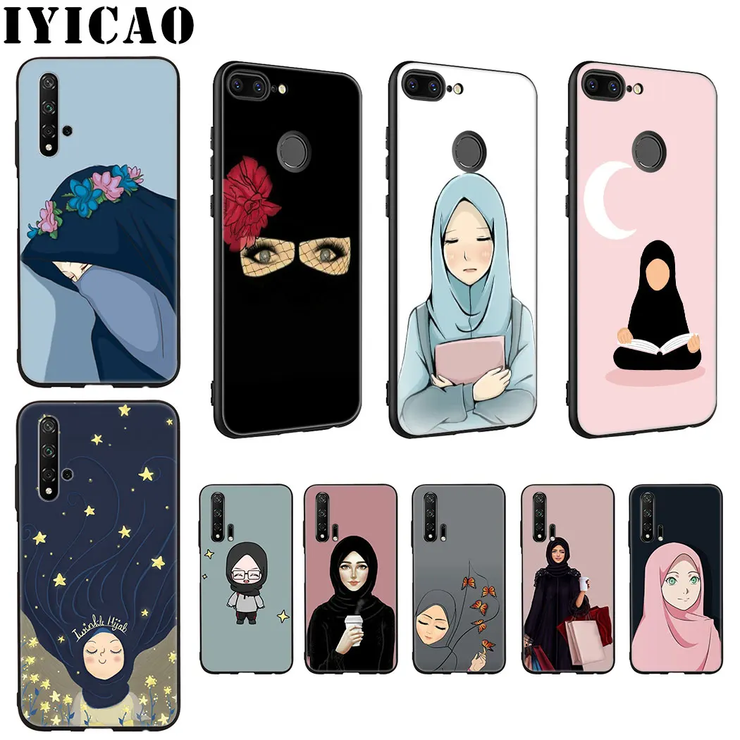 IYICAO Muslim Islamic Gril Eyes Woman Soft Silicone Case for Huawei Honor view 20 9X Pro 10 9 8 Lite 8X 8C 7X 7C Note |