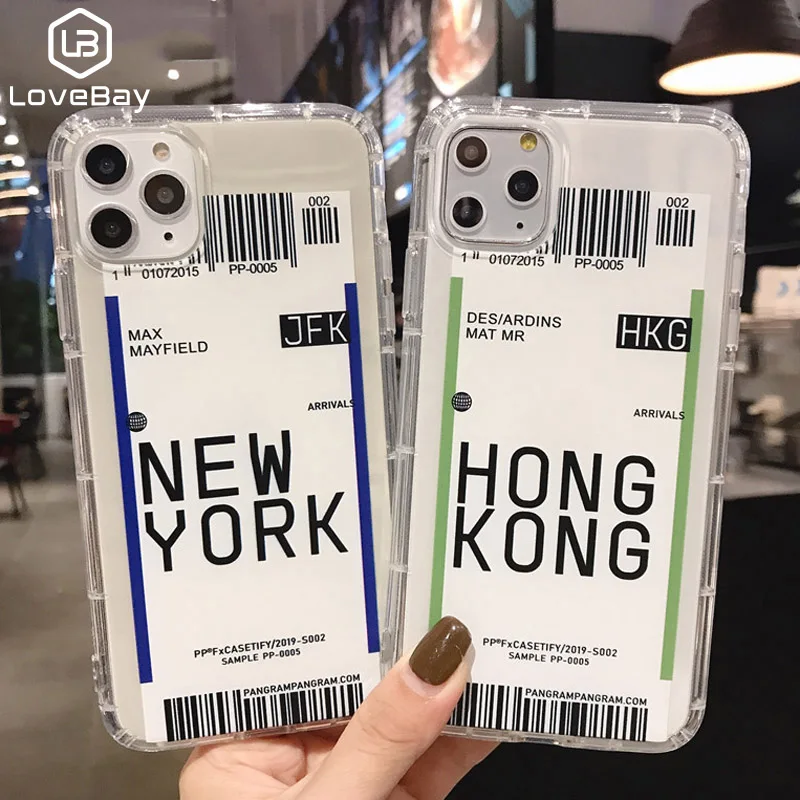 Lovebay авиаперелет этикетка письмо чехол для телефона для iPhone 11 Pro XR XS X Max 7 8 Plus Прозрачный Путешествия страна Мягкий ТПУ задняя крышка чехол s