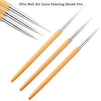 3pcsset gold nail art lines painting pen brush professional high quality uv gel polish tips 3d design manicure drawing tool kit