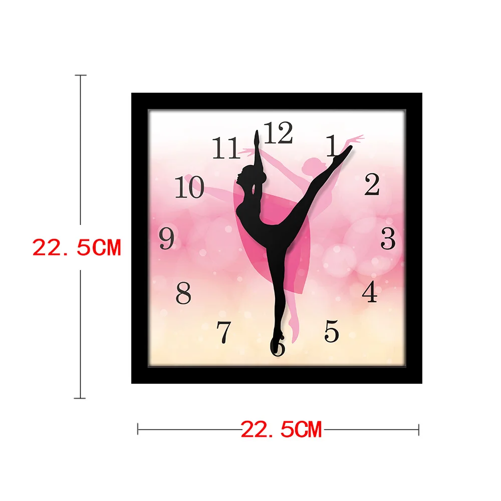 

Pink Ballerina Novelty Wooden Time Frame Square Table Clock With Dancing Needle Arrow Ballet Dance Studio Wall Decor Dancer Gift
